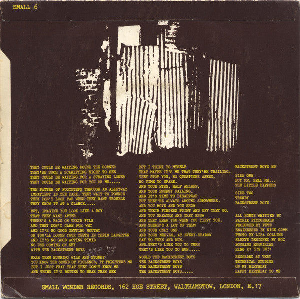 Patrik Fitzgerald : Backstreet Boys (7", EP)