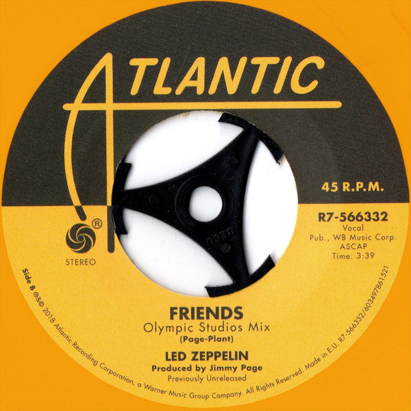 Led Zeppelin : Rock And Roll (Sunset Sound Mix) / Friends (Olympic Studios Mix) (7",45 RPM,Record Store Day,Single,Limited Edition,Stereo)