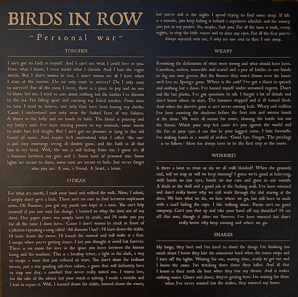 Birds In Row : Personal War (12",45 RPM,EP,Repress)
