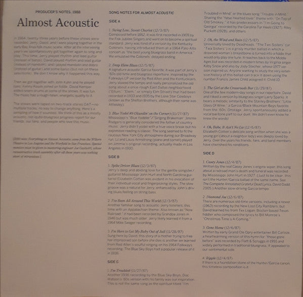 Jerry Garcia Acoustic Band : Almost Acoustic (LP,Album,Record Store Day,Limited Edition,Numbered,Reissue)