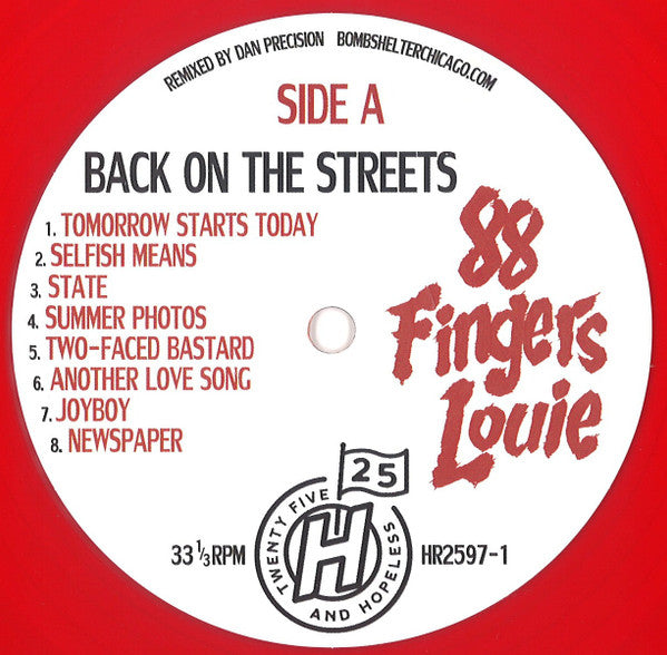 88 Fingers Louie : Back On The Streets (LP, Album, RM, Red)