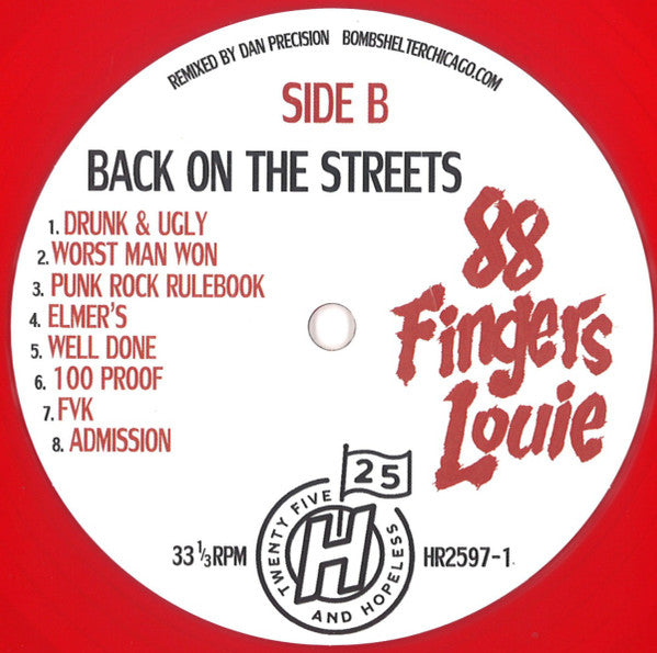 88 Fingers Louie : Back On The Streets (LP, Album, RM, Red)