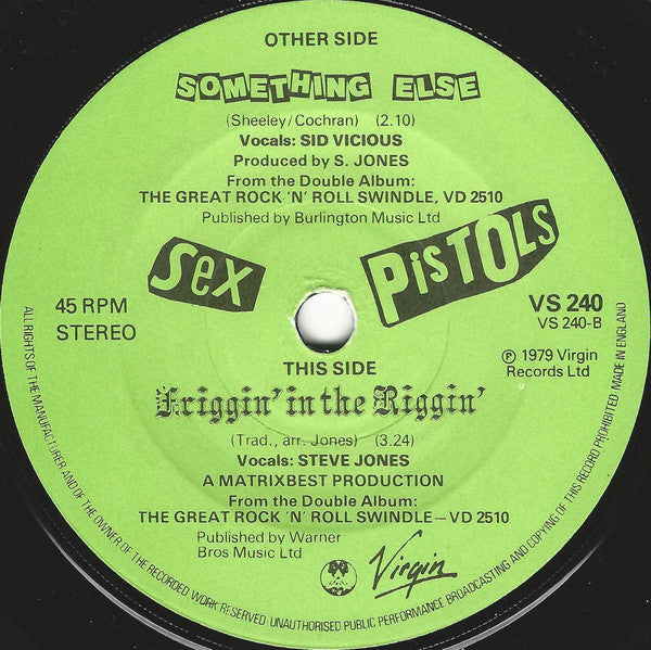 Sex Pistols : Something Else (7",45 RPM,Single,Stereo)