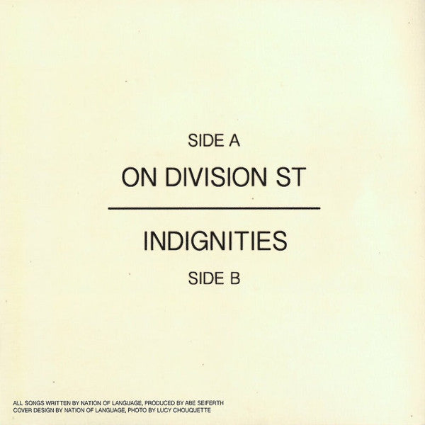 Nation Of Language : On Division St / Indignities (7", Single, Ltd)