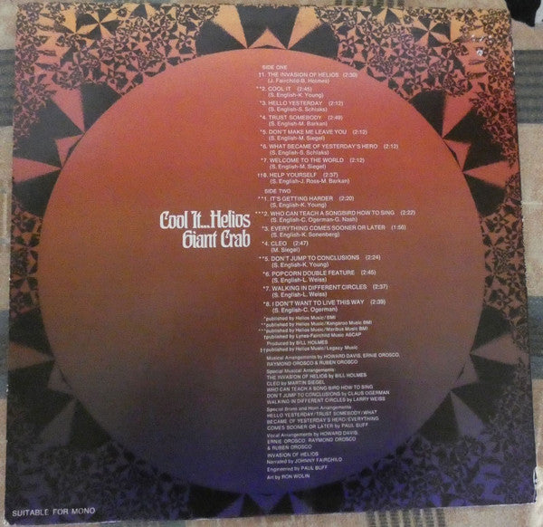 Giant Crab : Cool It...Helios (LP, Album, Pin)