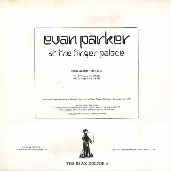 Evan Parker : At The Finger Palace (LP,Album)