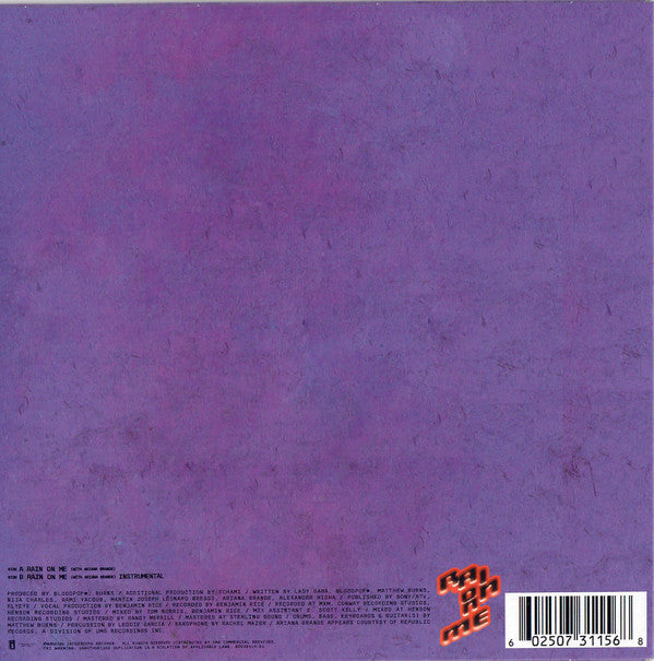 Lady Gaga With Ariana Grande : Rain On Me (7",45 RPM,Single,Limited Edition,Stereo)