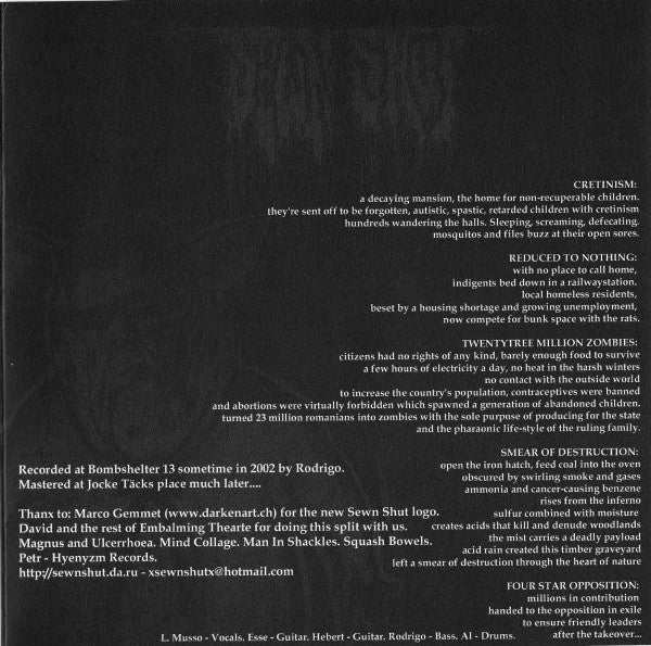Sewn Shut / Embalming Theatre : Sewn Shut / Embalming Theatre (7")