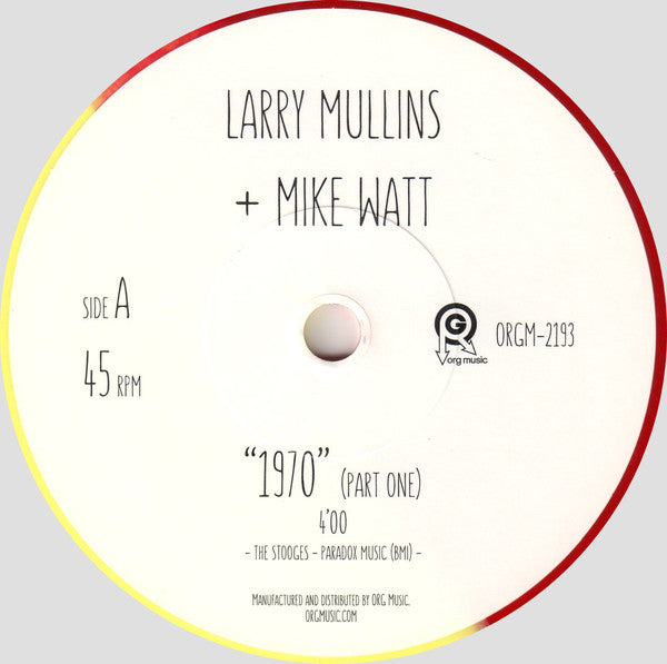 Larry Mullins + Mike Watt : "1970" (Parts One + Two) (7", RSD, Single, Ltd, Red)