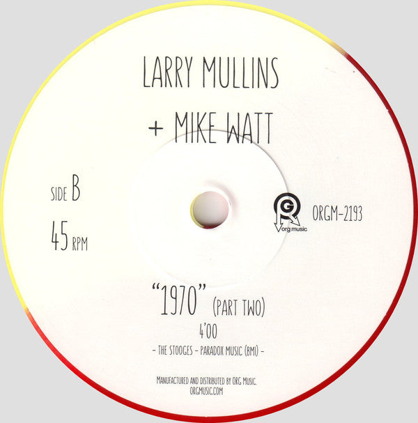Larry Mullins + Mike Watt : "1970" (Parts One + Two) (7", RSD, Single, Ltd, Red)