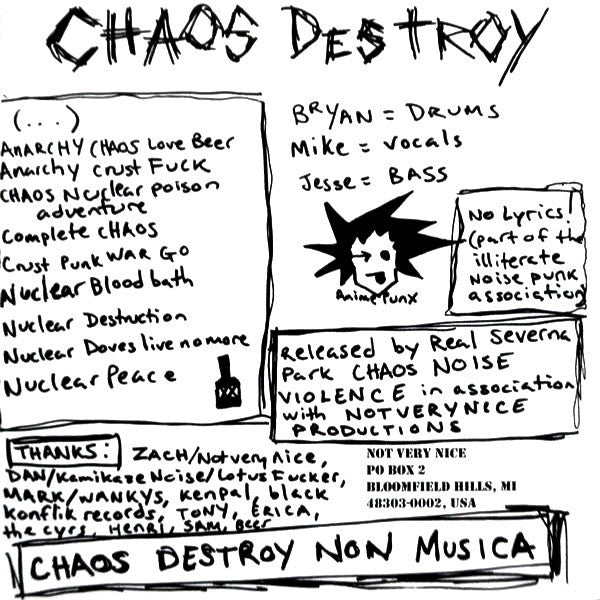 Chaos Destroy : Music Not Music (7")