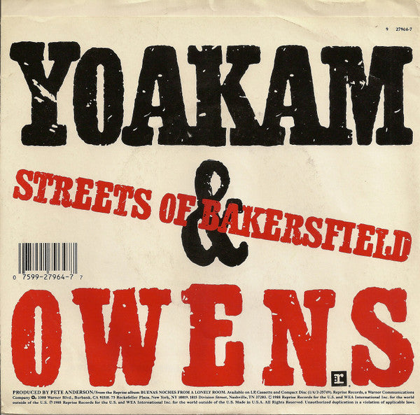 Dwight Yoakam & Buck Owens : Streets Of Bakersfield (7",45 RPM,Single)