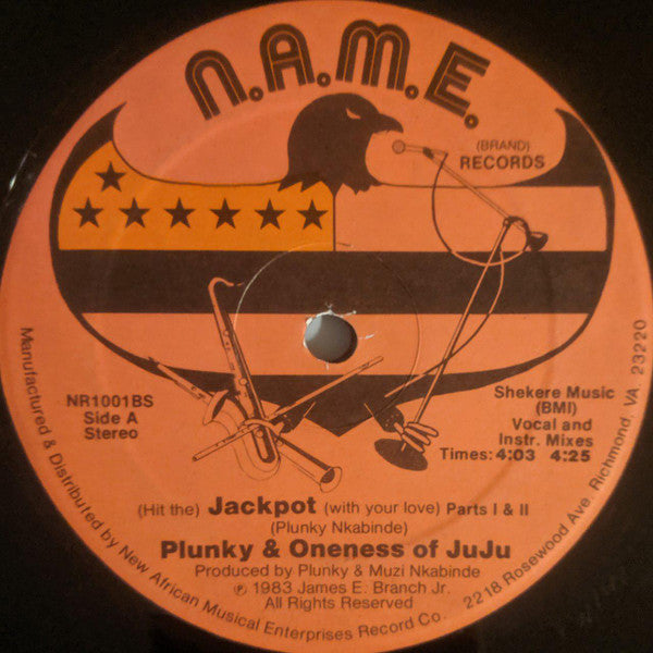 Plunky Nkabinde & Oneness Of JuJu : (Hit The) Jackpot (With Your Love) (12",33 ⅓ RPM)
