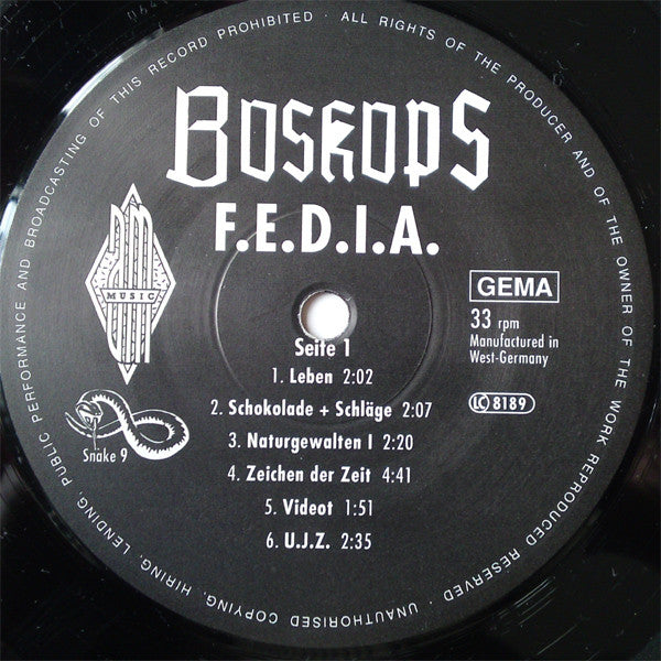 Boskops : F.E.D.I.A. (LP, Album, RE)