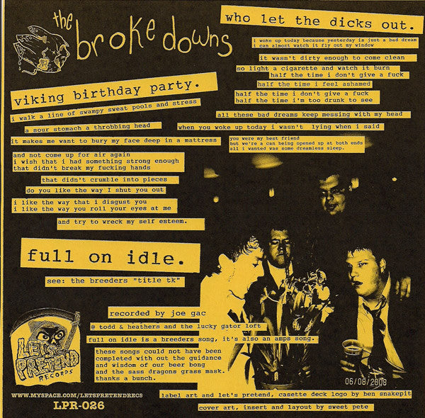 Brokedowns, The / Sass Dragons : The Brokedowns / Sass Dragons (7",33 ⅓ RPM)