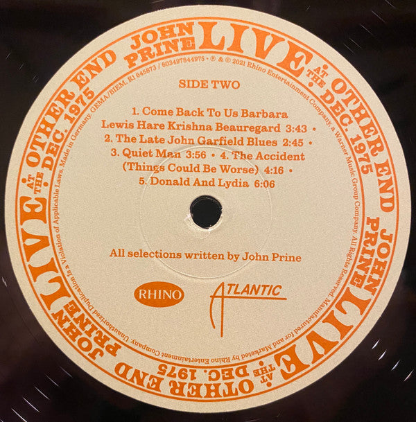 John Prine : Live At The Other End Dec. 1975 (LP)