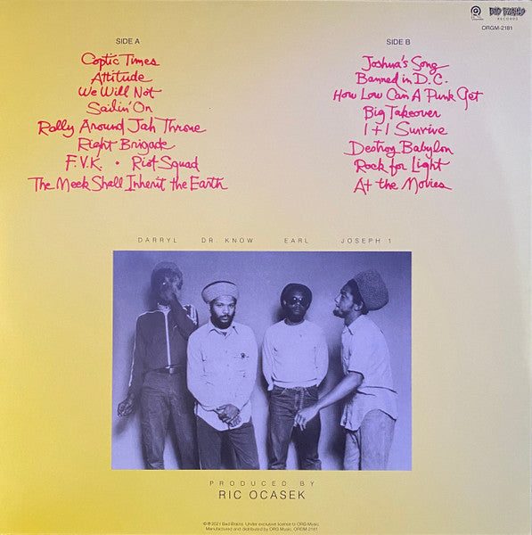 Bad Brains : Rock For Light (LP,Album,Reissue,Remastered,Stereo)