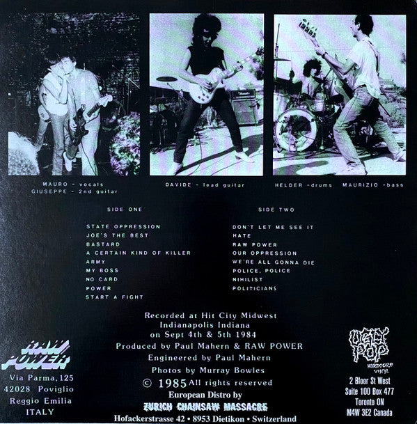 Raw Power (2) : Screams From The Gutter (LP, Album, RE, Tra)