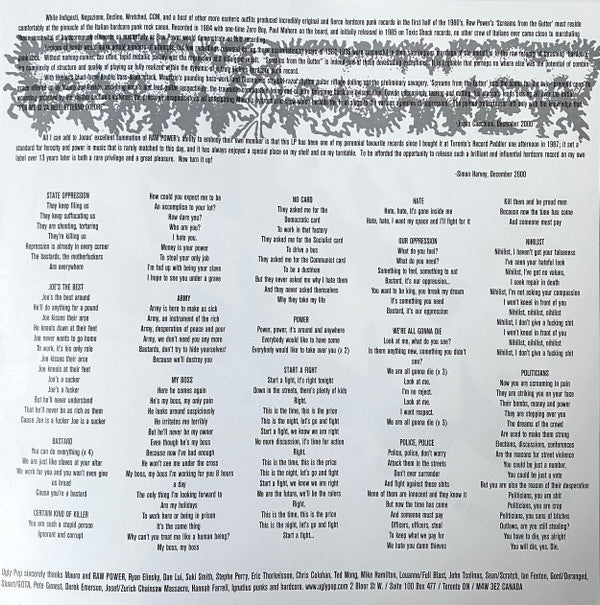 Raw Power (2) : Screams From The Gutter (LP, Album, RE, Tra)