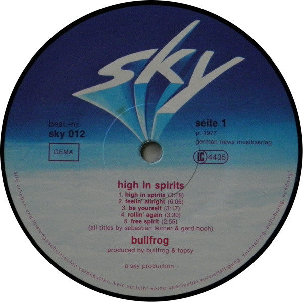 Bullfrog (2) : High In Spirits (LP,Album)