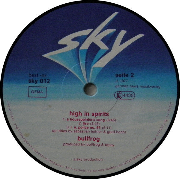 Bullfrog (2) : High In Spirits (LP,Album)