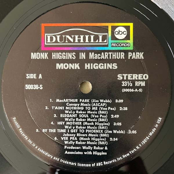 Monk Higgins : Monk Higgins In MacArthur Park (LP,Album,Stereo)
