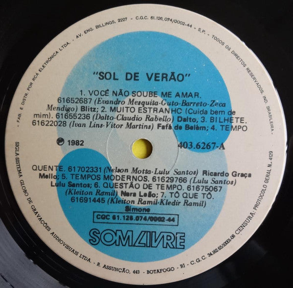 Various : Sol De Verão (Nacional) (LP,Compilation)