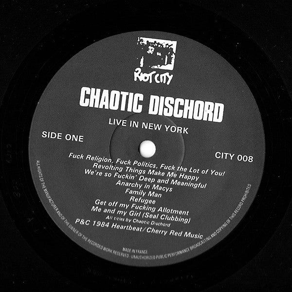 Chaotic Dischord : Live In New York (LP,Album)