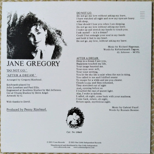 Jane Gregory : Do Not Go (12", RE, RM)
