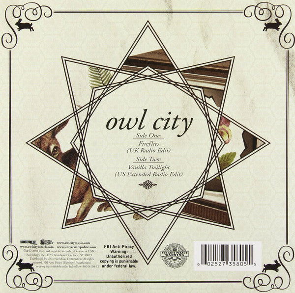 Owl City : Fireflies / Vanilla Twilight (7",45 RPM,Record Store Day,Single)