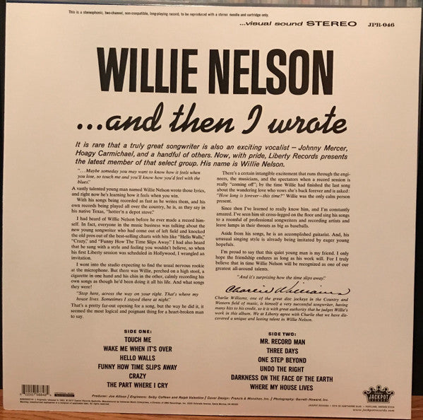 Willie Nelson : ... And Then I Wrote (LP, Album, Ltd, RE, RM, Tra)