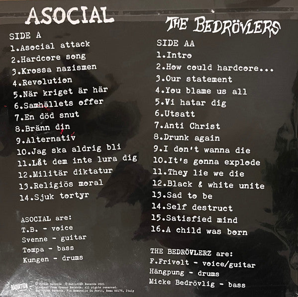 Asocial And Bedrövlerz : How Could Hardcore Be Any Worse? Vol. I (LP,Reissue)