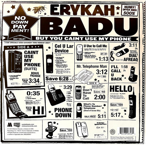 Erykah Badu : But You Caint Use My Phone (LP,Limited Edition,Mixtape,Reissue)