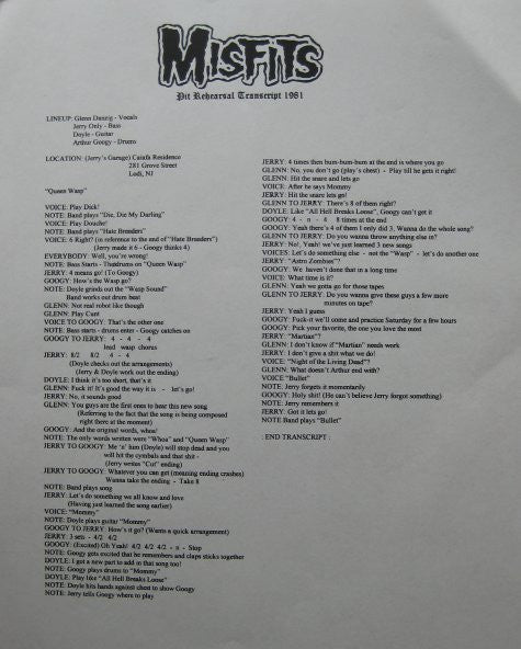 Misfits : Pit Rehearsals 1982 & Earth A.D. Demos 1983 (LP,Unofficial Release)