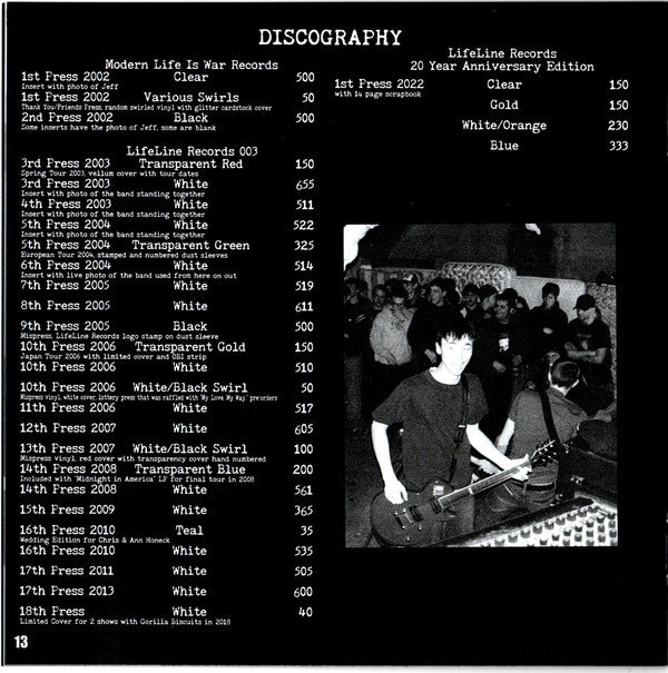 Modern Life Is War : Modern Life Is War (7", EP, Num, RP, S/Edition, Ora)