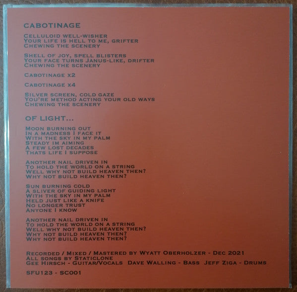 Staticlone : Cabotinage/...Of Light (Flexi, 7", S/Sided, Tra)