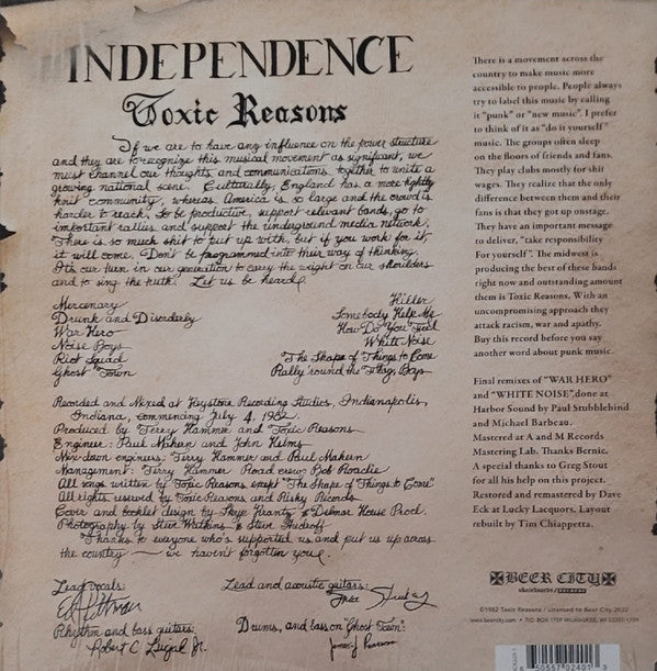 Toxic Reasons : Independence (40th Anniversary Millennium Edition) (LP,Limited Edition,Reissue,Remastered)