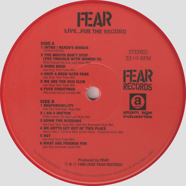 Fear (3) : Live...For The Record (LP,Album,Deluxe Edition,Limited Edition,Reissue)