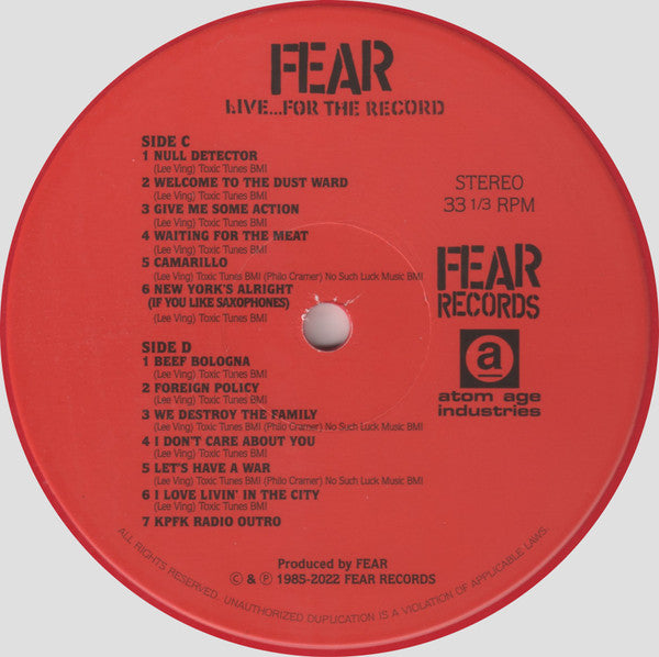 Fear (3) : Live...For The Record (LP,Album,Deluxe Edition,Limited Edition,Reissue)