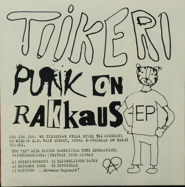 Tiikeri (3) : Punk On Rakkaus -EP (7", Single, RE)
