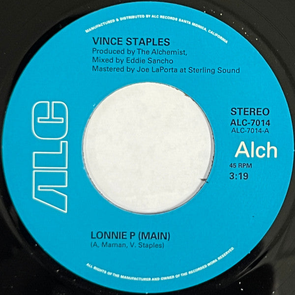 Alchemist, Vince Staples : Lonnie P (7", Single, Ltd, Num)