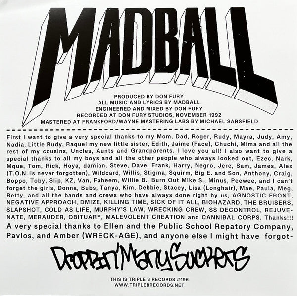 Madball : Droppin' Many Suckers (12", S/Sided, EP, RE, Bla)