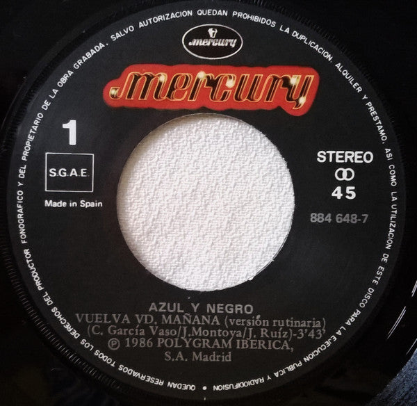 Azul Y Negro : Vuelva Usted Mañana (7", Single)