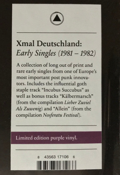 X Mal Deutschland : Early Singles (1981 - 1982) (LP,Compilation,Limited Edition,Remastered,Stereo)