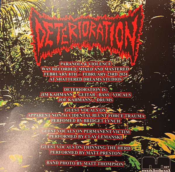 Deterioration : Paranoia & Violence (12",45 RPM,Album)