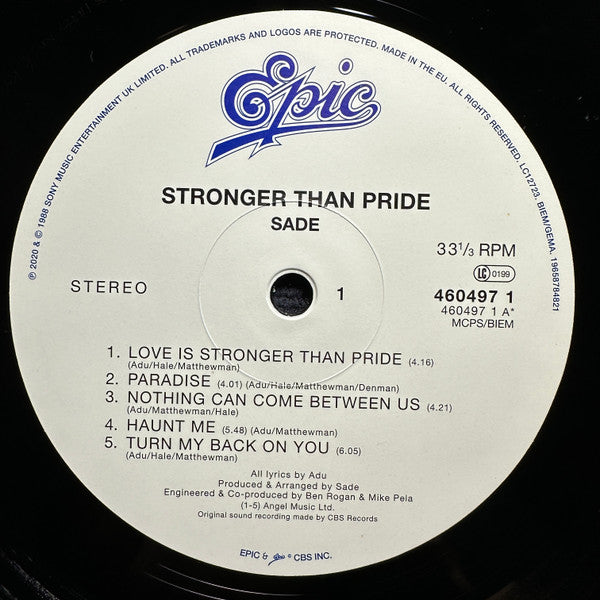 Sade : Stronger Than Pride (LP,Album,Reissue,Remastered)
