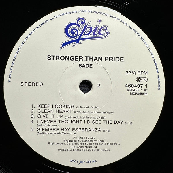 Sade : Stronger Than Pride (LP,Album,Reissue,Remastered)