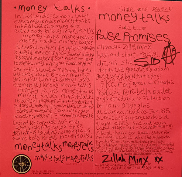 Rubella Ballet : Money Talks (12")