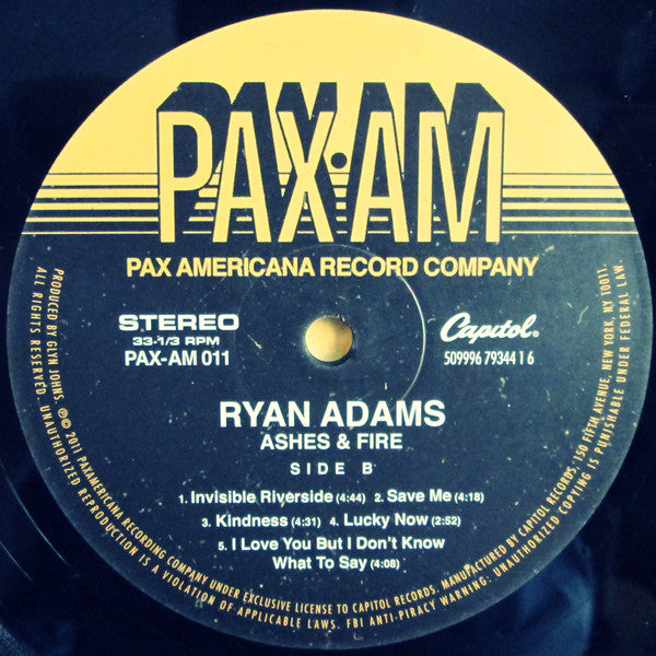 Ryan Adams : Ashes & Fire (LP,Album)