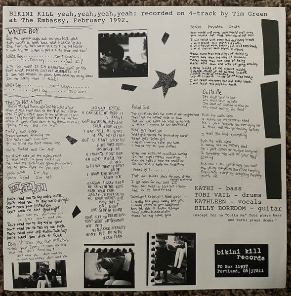 Bikini Kill : Yeah Yeah Yeah Yeah  (LP,Limited Edition,Reissue,Remastered)
